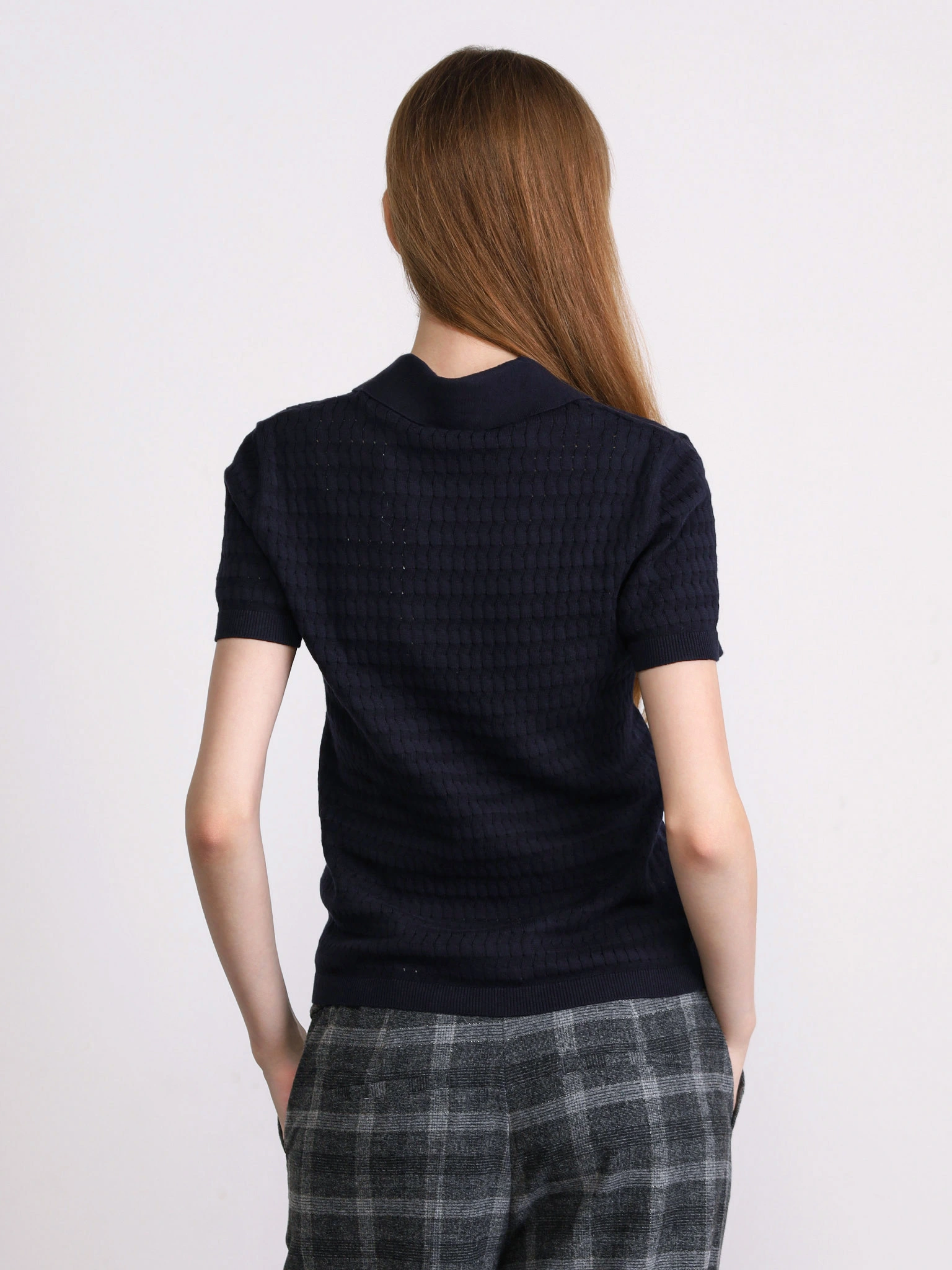 Джемпер-поло из натурального хлопка прилегающего кроя